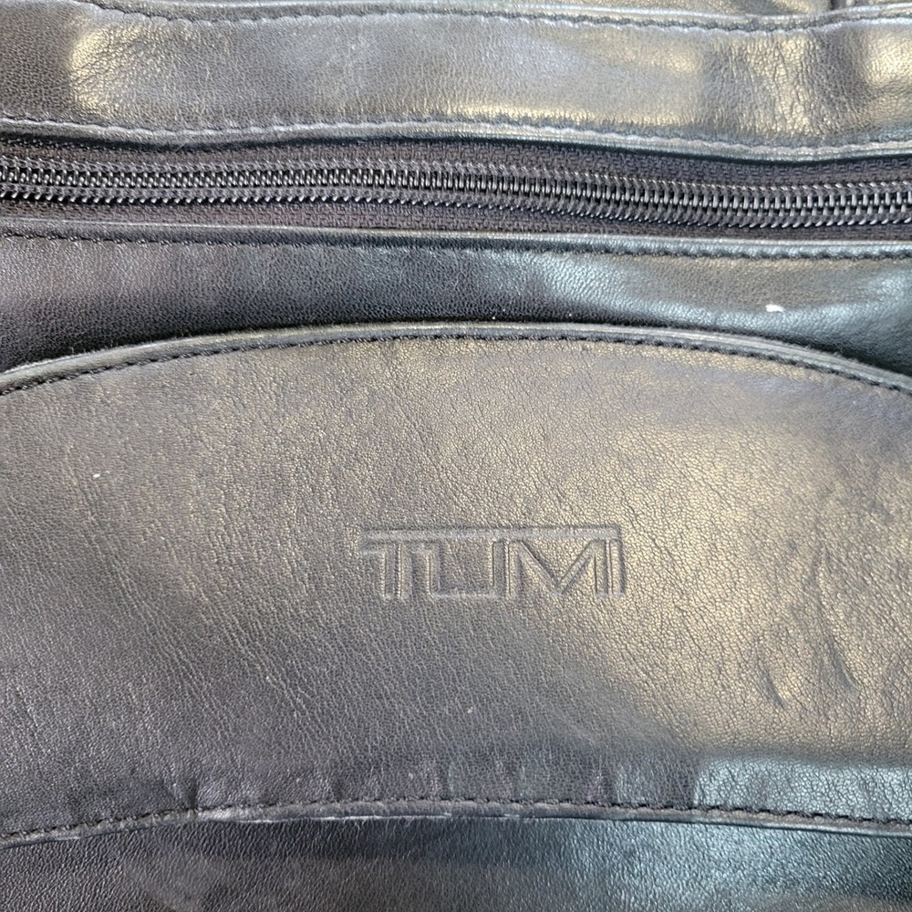 Tumi Black Leather Laptop Bag Briefcase Travel Bag 17x14 - Picture 6 of 14